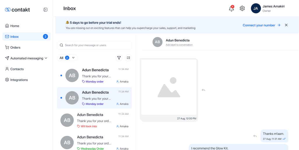 Contakt Inbox Interface